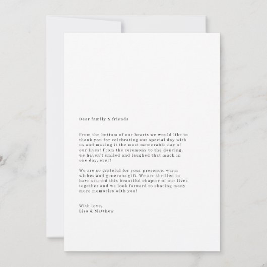 Minimale bootfoto's bruiloft bedankt voor je kaart (Achterkant)