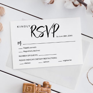 Minimale Borstel Calligraphy Trouw RSVP Kaart