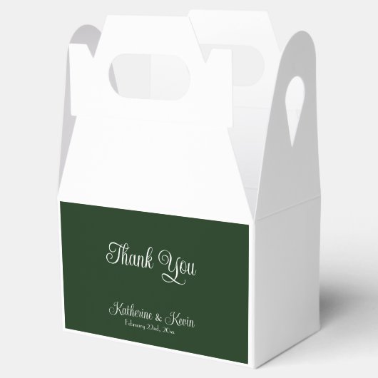 Minimale Bos Groene en Witte Bruiloft Bedankdoosjes (Geopend)