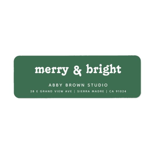 Minimale Bos Groene Kerstmis Groeten Adres Etiket (Voorkant)