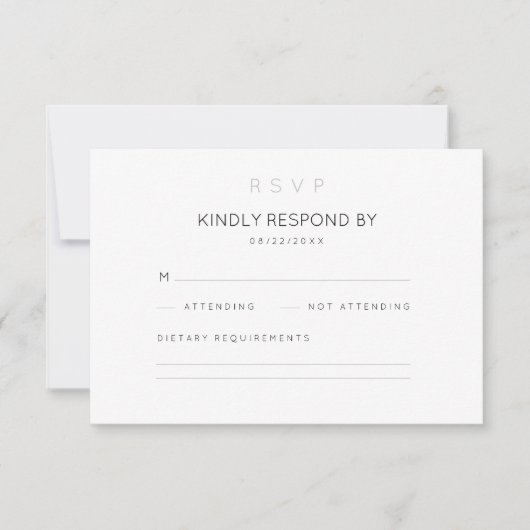 Minimale Botanical Wedding RSVP-kaart RSVP Kaartje (Voorkant)