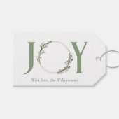 Minimale botanische aquarel krans Joy Kerstmis Cadeaulabel (Voorkant (Horizontaal))