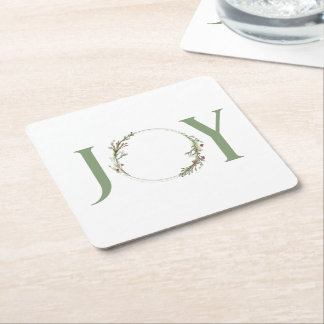 Minimale botanische aquarel krans Joy Kerstmis Kartonnen Onderzetters