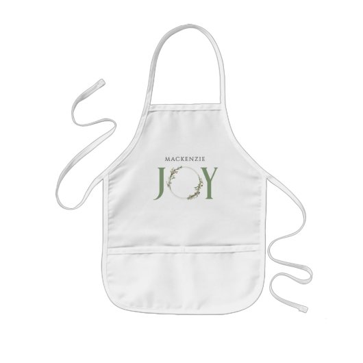 Minimale botanische aquarel krans Joy Kerstmis Kinder Schort (Voorkant)