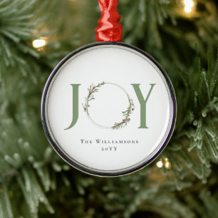 Minimale botanische aquarel krans Joy Kerstmis Metalen Ornament
