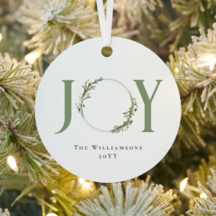 Minimale botanische aquarel krans Joy Kerstmis Metalen Ornament