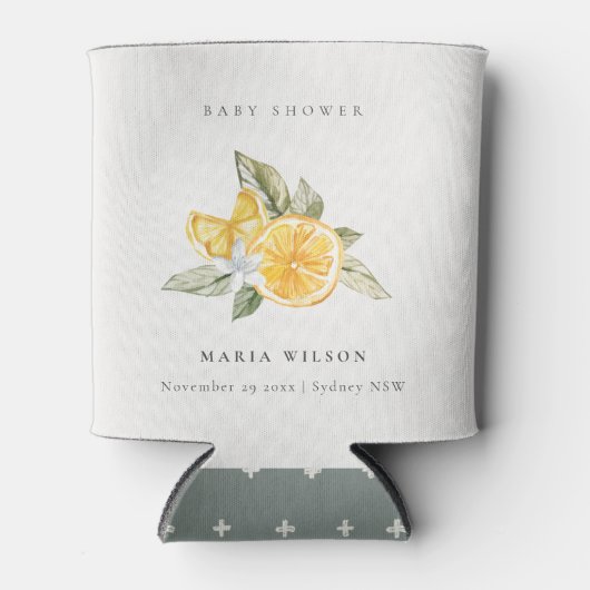 Minimale botanische Baby shower van Lemon Blikjeskoeler (Voorkant)