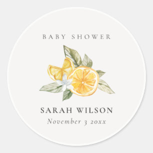 Minimale botanische Baby shower van Lemon Ronde Sticker