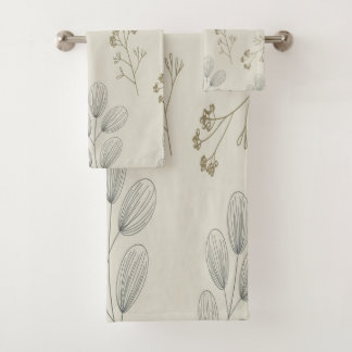 Minimale botanische badhanddoek in lijnkunst bad handdoek