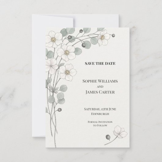 Minimale Botanische Bes Save The Date (Voorkant)
