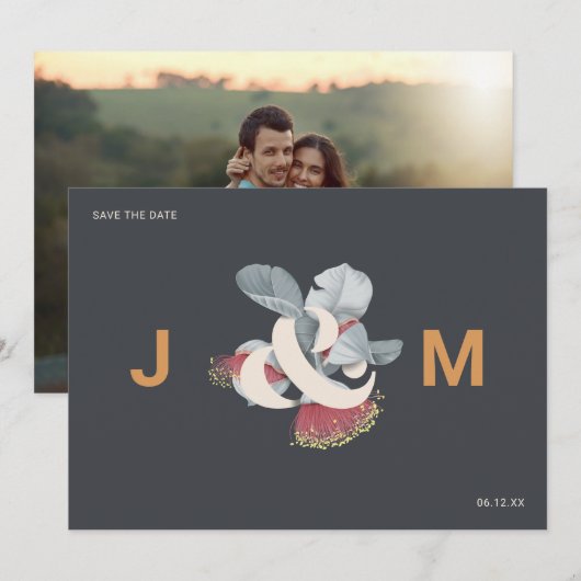 Minimale botanische bewaardatum met foto save the date (Voorkant / Achterkant)