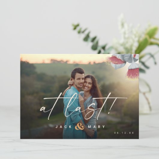 Minimale botanische bewaardatum met foto save the date (Staand voorkant)