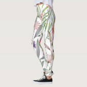 Minimale botanische bladeren en bloemwitte groen leggings (Links)