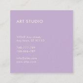 Minimale Botanische Bladeren Patroon Lavendel Vierkante Visitekaartje (Achterkant)