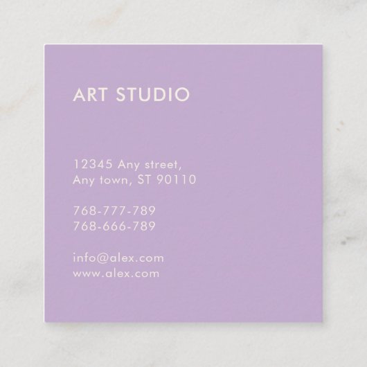 Minimale Botanische Bladeren Patroon Lavendel Vierkante Visitekaartje (Achterkant)