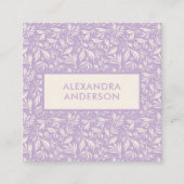 Minimale Botanische Bladeren Patroon Lavendel Vierkante Visitekaartje (Voorkant)