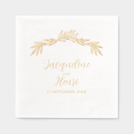 Minimale botanische bladgoud folie servetten