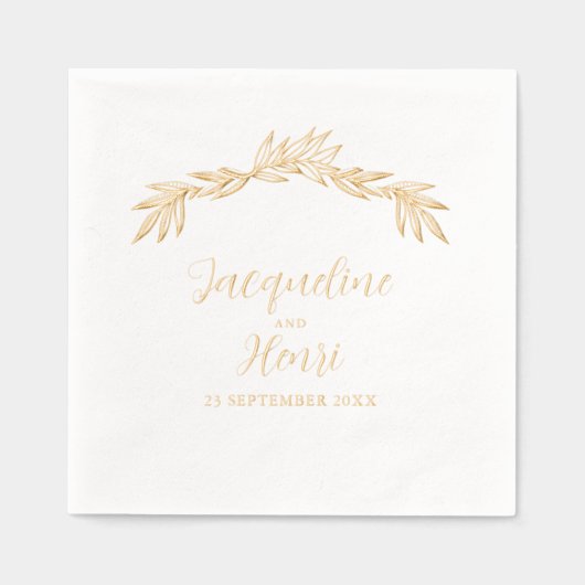Minimale botanische bladgoud folie servetten (Voorkant)