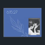 Minimale botanische blauwe foto Opslaan datum Briefkaart<br><div class="desc">Minimalistisch Moderne Botanische Lijn Kunst Frans Blauw Foto sparen het Briefkaart van de Datum</div>