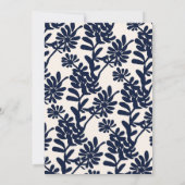 Minimale Botanische Boho Bloemen Blauwe Trouwdouch Kaart (Achterkant)