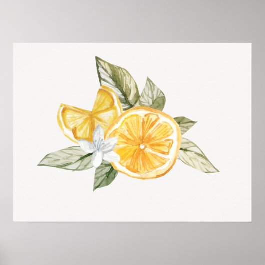 Minimale botanische boho fauna in Lemon Poster (Voorkant)