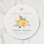 Minimale Botanische Boho Wedding van Citrus Lemon Bedankjes Labels (Voorkant)