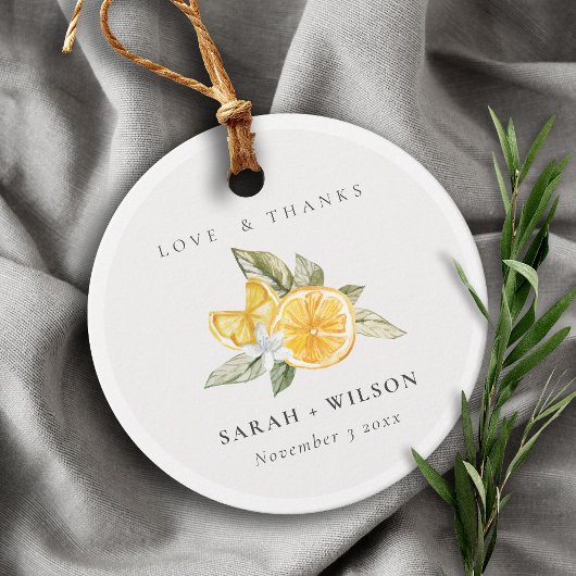 Minimale Botanische Boho Wedding van Citrus Lemon Bedankjes Labels