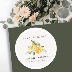 Minimale Botanische Boho Wedding van Citrus Lemon Ronde Sticker