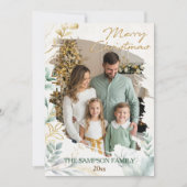 Minimale Botanische Borstel Kerstfoto Collage Feestdagenkaart (Voorkant)