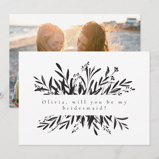 Minimale botanische bridesmaïde foto Foto Notitiekaartje (Voorkant / Achterkant)