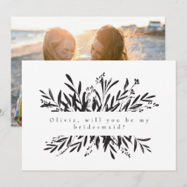 Minimale botanische bridesmaïde foto Foto Notitiekaartje