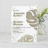 Minimale botanische bruiloft kaart (Staand voorkant)