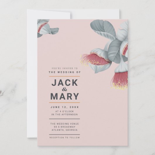 Minimale botanische bruiloft kaart (Voorkant)