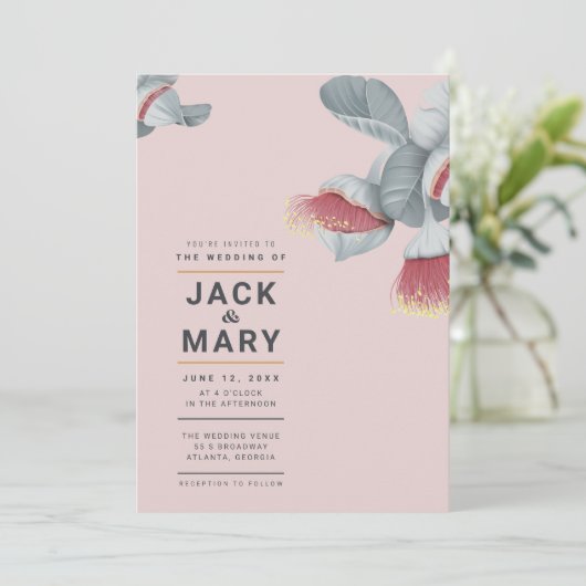 Minimale botanische bruiloft kaart (Staand voorkant)