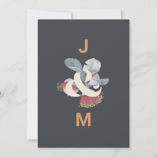 Minimale botanische bruiloft kaart (Achterkant)