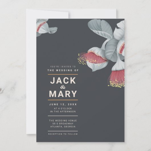 Minimale botanische bruiloft kaart (Voorkant)