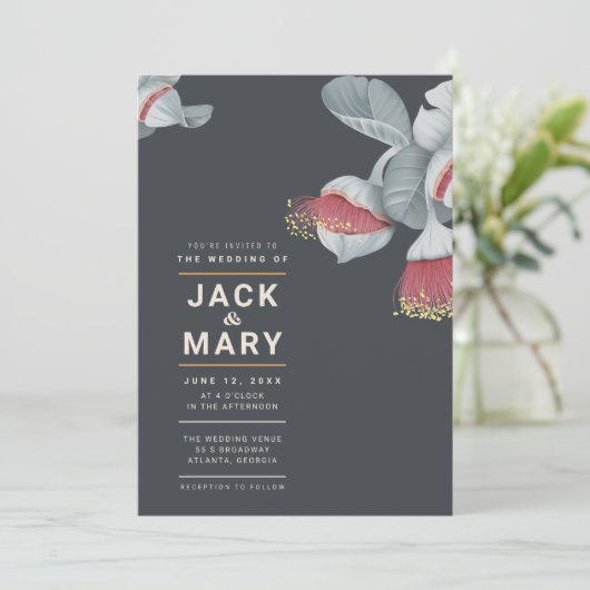 Minimale botanische bruiloft kaart (Staand voorkant)