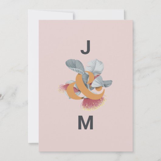 Minimale botanische bruiloft kaart (Achterkant)