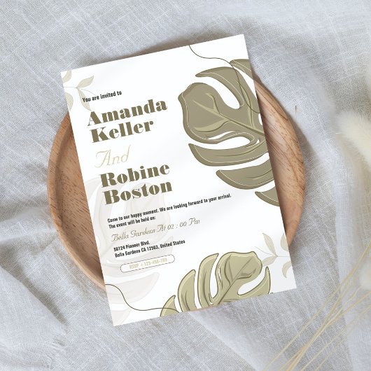 Minimale botanische bruiloft kaart