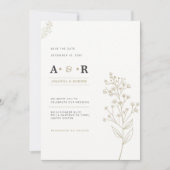 Minimale botanische bruiloft kaart (Voorkant)