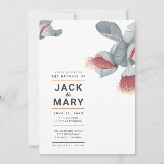 Minimale botanische bruiloft kaart (Voorkant)