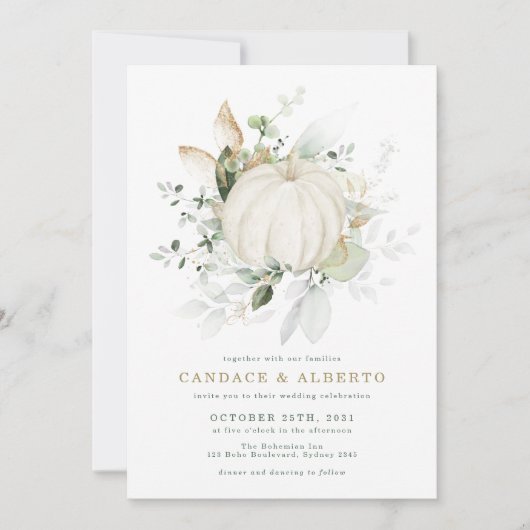 Minimale botanische bruine goudpompoen kaart (Voorkant)