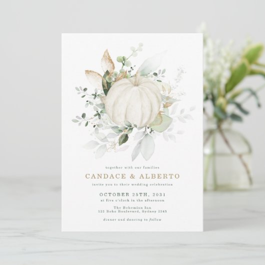 Minimale botanische bruine goudpompoen kaart (Staand voorkant)