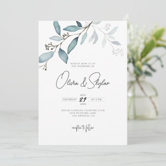 Minimale botanische eucalyptus Simple Weddenschap  Kaart (Staand voorkant)