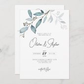 Minimale botanische eucalyptus Simple Weddenschap  Kaart (Voorkant / Achterkant)