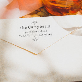 Minimale botanische familienaam en retouradres rubberstempel