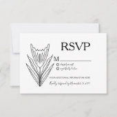 Minimale botanische Floral Line Art Wedding RSVP Kaart (Voorkant)