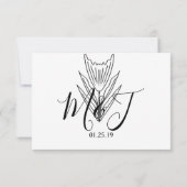 Minimale botanische Floral Line Art Wedding RSVP Kaart (Achterkant)