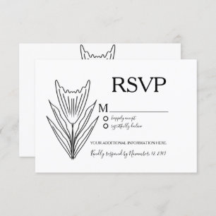 Minimale botanische Floral Line Art Wedding RSVP Kaart