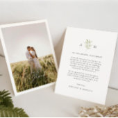 Minimale botanische foto bruiloft bedankkaart